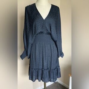 Love stitch Blue star flouncy dress with open sleeves and back Sz M